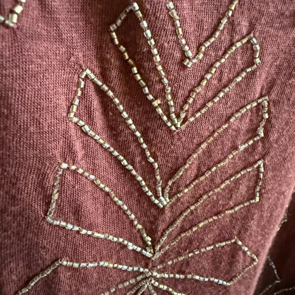 By Anthropologie Anthro Alison Beaded Cami Tank Top Medium Brown Sleeveless - Picture 6 of 9